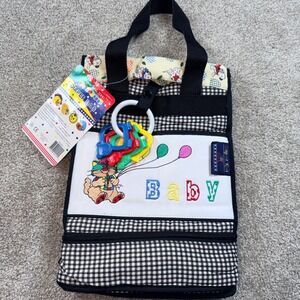 Elegant Kids 2000 Vintage Diaper Bag Black Gingham Puppy Cat EK22114 NWT USA